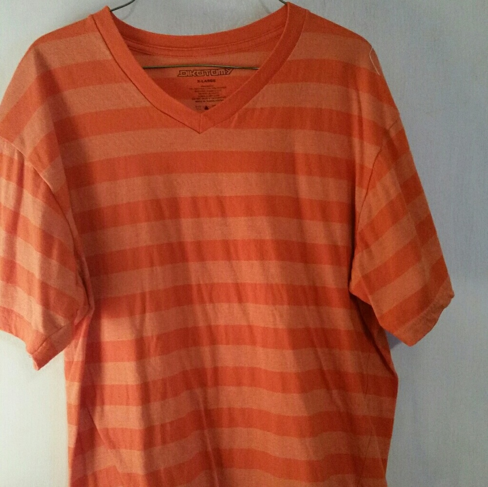 Men's Dikotomy XL Vneck Tshirt (Orange stripe)
